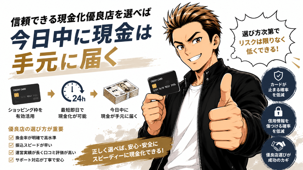 現金化優良店を選べば今日中に現金は手元に届く