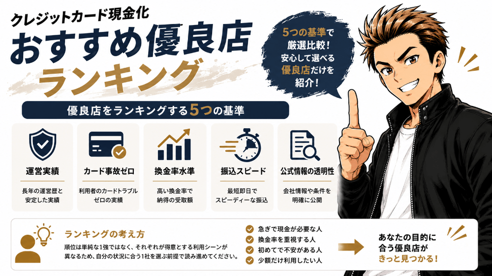 クレジットカード現金化おすすめ優良店ランキング